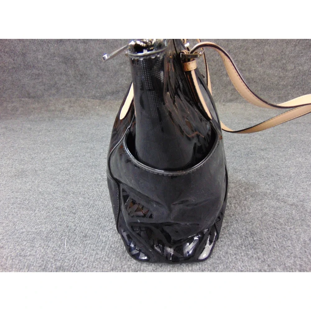 Michael Kors Jet Set Travel Tote Black Patent MK‎ Logo Monogram Bag 35S6MTTT8Z